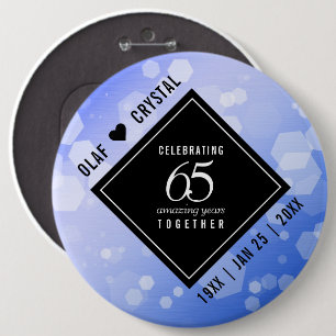 Elegant 65th Blue Sapphire Wedding Anniversary 6 Cm Round Badge
