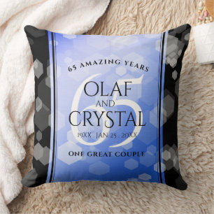 Elegant 65th Blue Sapphire Wedding Anniversary Cushion