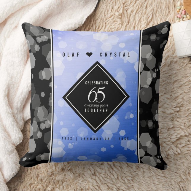 Elegant 65th Blue Sapphire Wedding Anniversary Cushion (Blanket)
