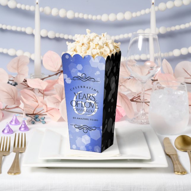 Elegant 65th Blue Sapphire Wedding Anniversary Favour Box (Wedding)