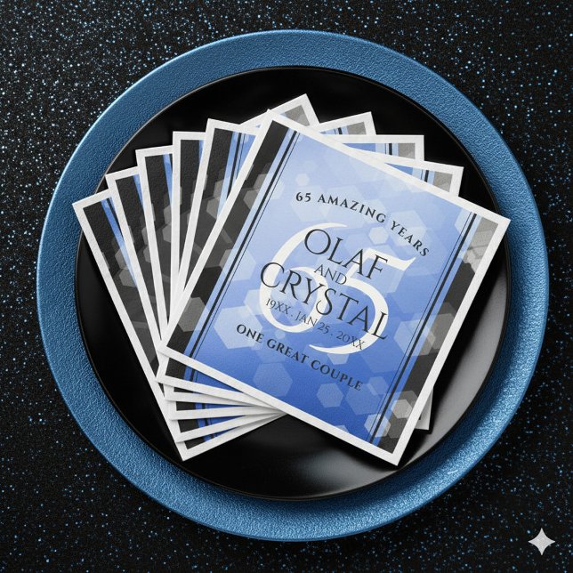 Elegant 65th Blue Sapphire Wedding Anniversary Napkin (Elegant 65th Blue Sapphire Wedding Anniversary Napkins Cover Photo)