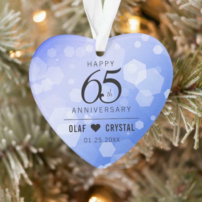Elegant 65th Blue Sapphire Wedding Anniversary Ornament (Tree)