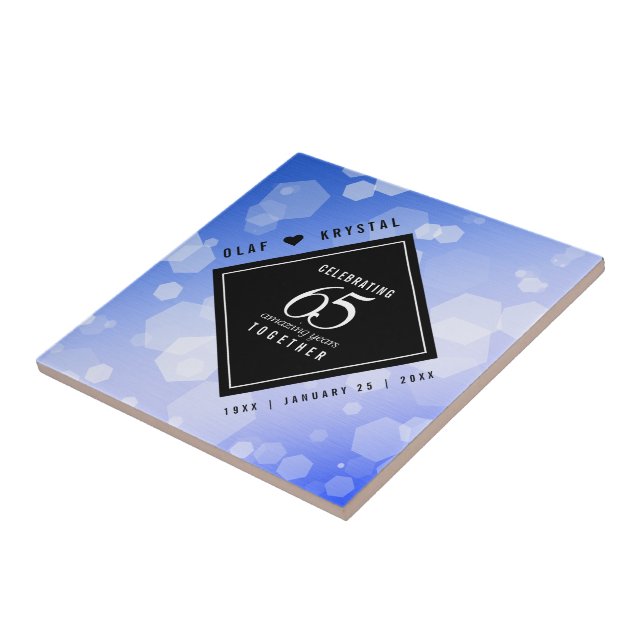 Elegant 65th Blue Sapphire Wedding Anniversary Tile (Side)