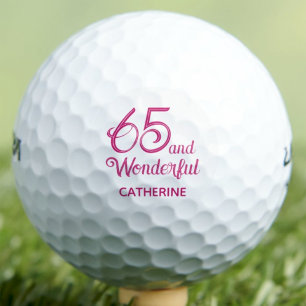 Elegant 65th Gift for Aunt – Pink Script Design Golf Balls