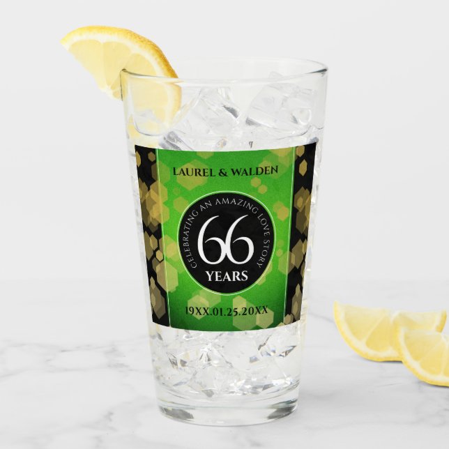 Elegant 66th Titanite Wedding Anniversary Glass (Front Ice)