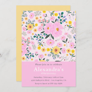 Elegant 67th birthday invitations Floral Chic Pink