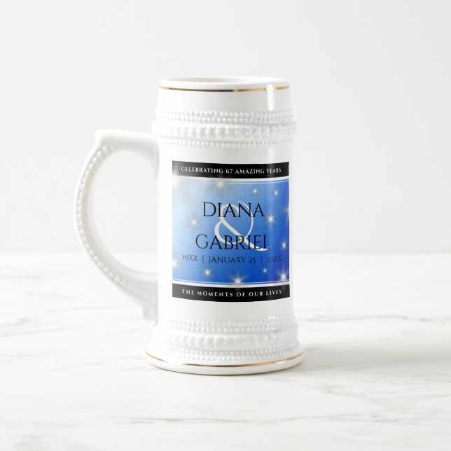 Elegant 67th Star Sapphire Wedding Anniversary Beer Stein (Left)