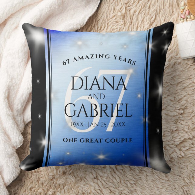 Elegant 67th Star Sapphire Wedding Anniversary Cushion (Blanket)