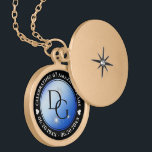 Elegant 67th Star Sapphire Wedding Anniversary Gold Plated Necklace<br><div class="desc">Celebrate the 67th wedding anniversary with this commemorative locket! Elegant black and white lettering with stylised stars twinkling on a sapphire blue background add a memorable touch for this special occasion and extraordinary milestone. Customise with couple's initials, a special message, and dates for their star sapphire anniversary. Design © W.H....</div>