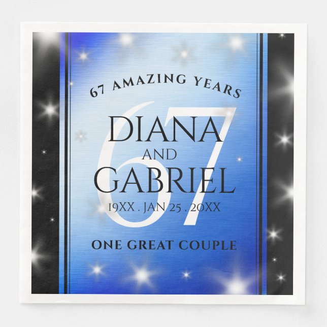 Elegant 67th Star Sapphire Wedding Anniversary Napkin (Front)
