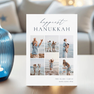 Elegant 6 Photo Collage Happiest Hanukkah Holiday Card