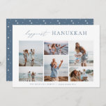 Elegant 6 Photo Collage Happiest Hanukkah Holiday Card<br><div class="desc">Share cheer with these modern minimal Hanukkah holiday cards featuring 6 of your favourite photos in a horizontal grid collage layout. "Happiest Hanukkah" appears at the top in hand lettered calligraphy and classic serif lettering. Personalise this elegant minimalist design with your family name and the year beneath.</div>