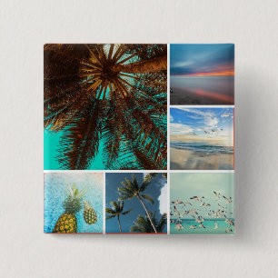 Elegant 6 Photo Collage Personalized Button