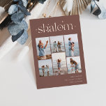 Elegant 6 Photo Collage Shalom Hanukkah<br><div class="desc">Share cheer with these modern Hanukkah holiday cards featuring 6 of your favourite photos in a grid collage layout. "Shalom" appears at the top in rose gold foil connected lettering adorned with tiny stars. Personalise with your holiday greeting,  family name and the year at the lower right.</div>