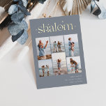Elegant 6 Photo Collage Shalom Hanukkah<br><div class="desc">Share cheer with these modern Hanukkah holiday cards featuring 6 of your favourite photos in a grid collage layout. "Shalom" appears at the top in gold foil connected lettering adorned with tiny stars. Personalise with your holiday greeting,  family name and the year at the lower right.</div>