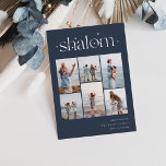 Elegant 6 Photo Collage Shalom Hanukkah<br><div class="desc">Share cheer with these modern Hanukkah holiday cards featuring 6 of your favourite photos in a grid collage layout. "Shalom" appears at the top in silver foil connected lettering adorned with tiny stars. Personalise with your holiday greeting,  family name and the year at the lower right.</div>