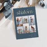 Elegant 6 Photo Collage Shalom Hanukkah<br><div class="desc">Share cheer with these modern Hanukkah holiday cards featuring 6 of your favourite photos in a grid collage layout. "Shalom" appears at the top in gold foil connected lettering adorned with tiny stars. Personalise with your holiday greeting,  family name and the year at the lower right.</div>