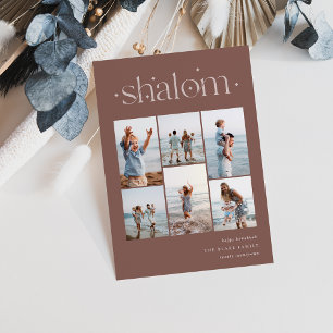 Elegant 6 Photo Collage Shalom Hanukkah Holiday Card