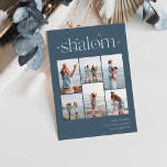 Elegant 6 Photo Collage Shalom Hanukkah Holiday Card<br><div class="desc">Share cheer with these modern Hanukkah holiday cards featuring 6 of your favourite photos in a grid collage layout. "Shalom" appears at the top in connected lettering adorned with tiny stars. Personalise with your holiday greeting,  family name and the year at the lower right.</div>