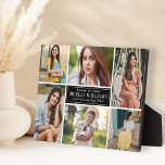 Elegant 6 Photo Graduation Collage Plaque<br><div class="desc">Celebrate your graduate in style by showcasing their 6 favourite senior portraits on this photo collage plaque sign. Classic black and white colours. The black background colour can be customised to match school or photo colours. Makes a beautiful keepsake to display in your home.</div>