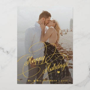 Elegant 6 photos newlywed Happy Holidays gold