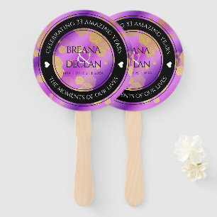 Elegant 6th 33rd Amethyst Wedding Anniversary Hand Fan