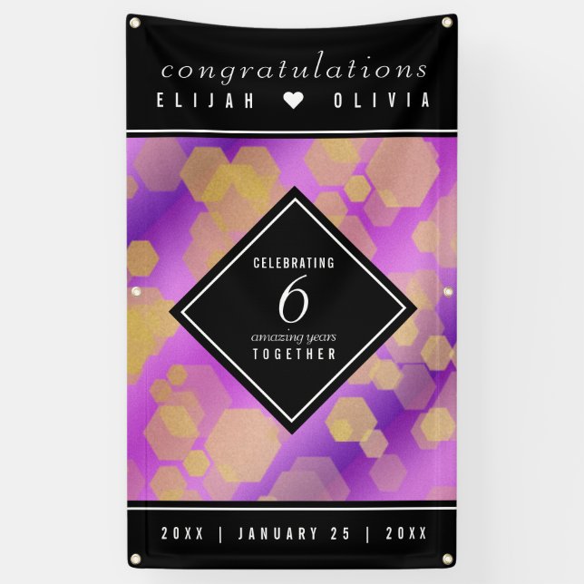 Elegant 6th Amethyst Wedding Anniversary Banner (Vertical)