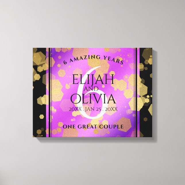 Elegant 6th Amethyst Wedding Anniversary Canvas Print (Front)
