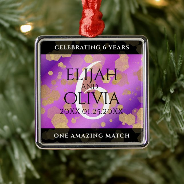 Elegant 6th Amethyst Wedding Anniversary Metal Tree Decoration (Tree)