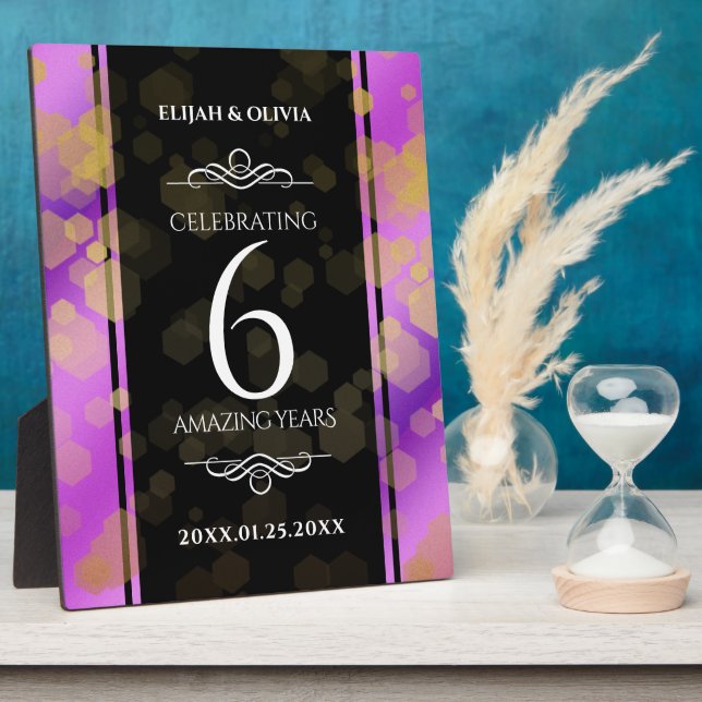 Elegant 6th Amethyst Wedding Anniversary Plaque (Side)