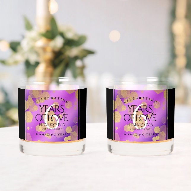 Elegant 6th Amethyst Wedding Anniversary Whiskey Glass (Insitu (Wedding))