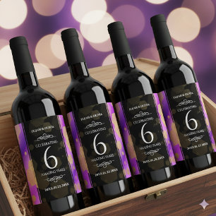 Elegant 6th Amethyst Wedding Anniversary Wine Label