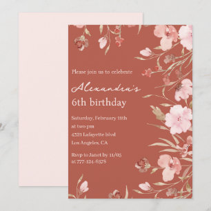 Elegant 6th birthday invitations Floral Chic 