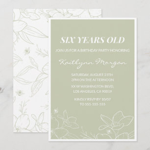 Elegant 6th birthday invitations Modern Floral 