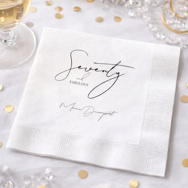 Elegant 70 and Fabulous 70th Birthday Party  Napkin (Creator Uploaded)