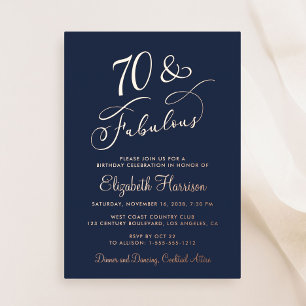 Elegant 70 And Fabulous Blue 70th Birthday Party