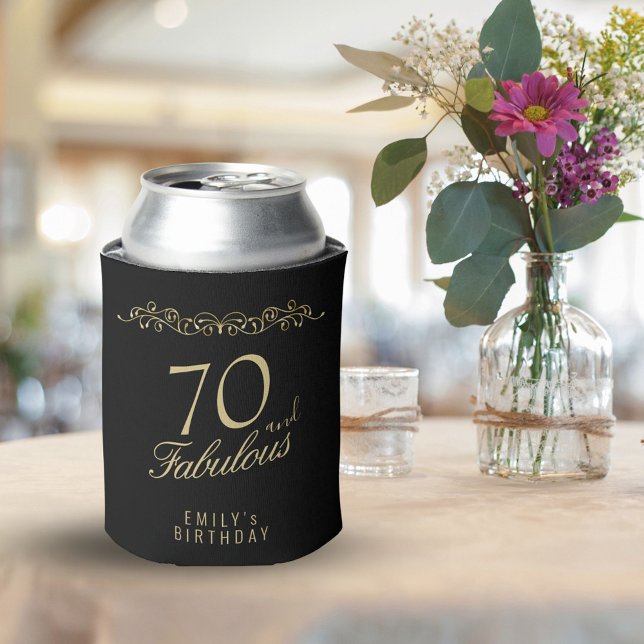 Elegant 70 and Fabulous Ornament 70th Birthday Can Cooler (Creator Uploaded)