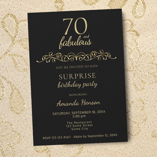 Elegant 70 and Fabulous Ornament 70th Birthday Invitation (Creator Uploaded)
