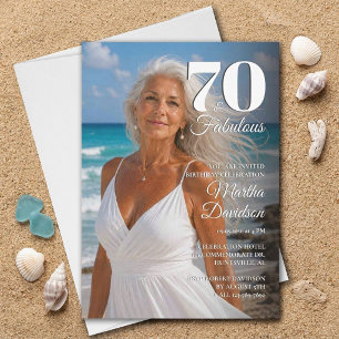 Elegant 70 and Fabulous Photo Birthday for Her Invitation