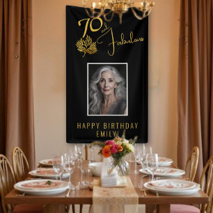 Elegant 70 and Fabulous Twigs 70th Birthday Photo Banner