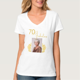 Elegant 70 and Fabulous Twigs 70th Birthday Photo T-Shirt