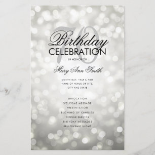 Elegant 70 Birthday Program Lights Silver Menu