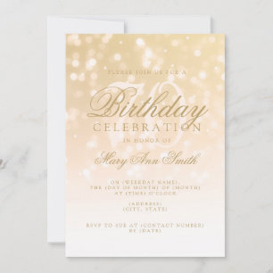Elegant 70th Birthday Gold Bokeh Sparkle Lights Invitation