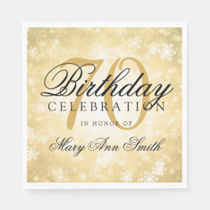 Elegant 70th Birthday Gold Winter Wonderland Napkin