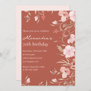Elegant 70th birthday invitations Floral Chic