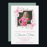 Elegant 70th birthday invitations Photo Boho<br><div class="desc">Elegant 70th birthday invitations Photo Boho vintage flowers</div>