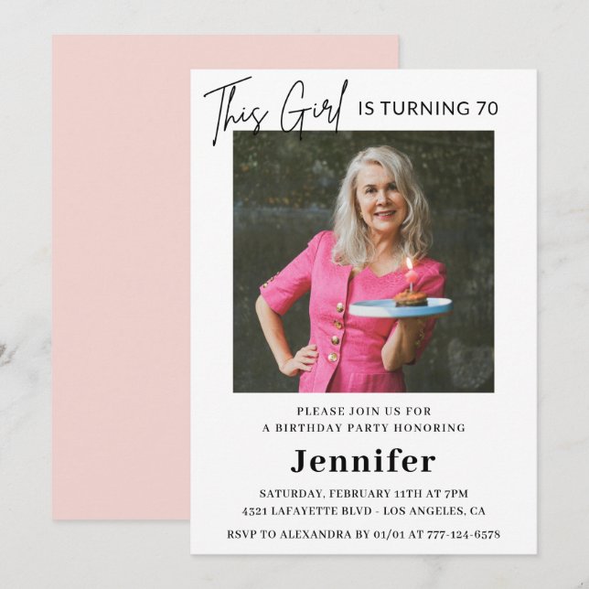 Elegant 70th birthday invitations Photo Modern (Front/Back)