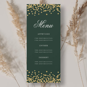 Elegant 70th Birthday Menu Gold Green Confetti Invitation