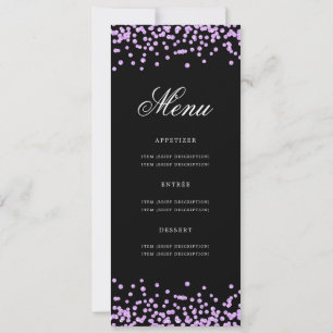 Elegant 70th Birthday Menu Purple Confetti Black  Invitation