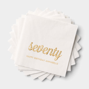 Elegant 70th Birthday Modern Gold Foil Napkins